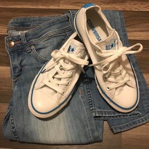 Rare White and Blue Converse Low Tops